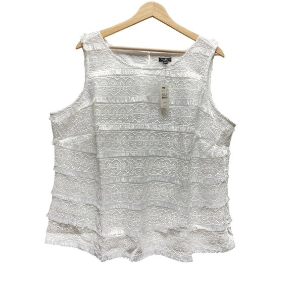 Talbots NWT White Sleeveless Embroidered Panel Tank Blouse - Picture 2 of 7